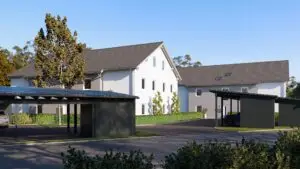 Neubau von zwei Mehrfamilienhäusern a) Sechs Eigentumswohnungen in Pösing